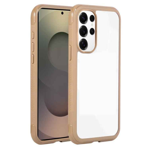 For Samsung Galaxy S25 Ultra / S24 Ultra 5G Solid Color Edge Transparency Acrylic TPU Phone Case(Brown)