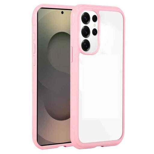 For Samsung Galaxy S25 Ultra / S24 Ultra 5G Solid Color Edge Transparency Acrylic TPU Phone Case(Pink)