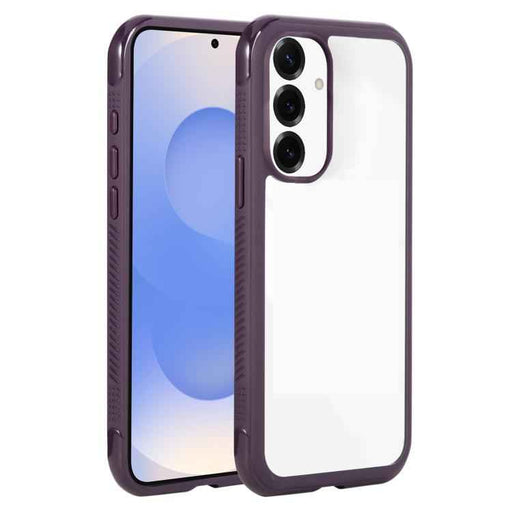 For Samsung Galaxy S25 / S24 5G Solid Color Edge Transparency Acrylic TPU Phone Case(Dark Purple)