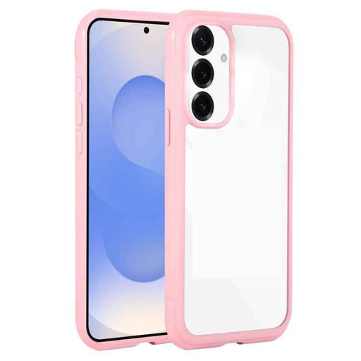For Samsung Galaxy S25 / S24 5G Solid Color Edge Transparency Acrylic TPU Phone Case(Pink)