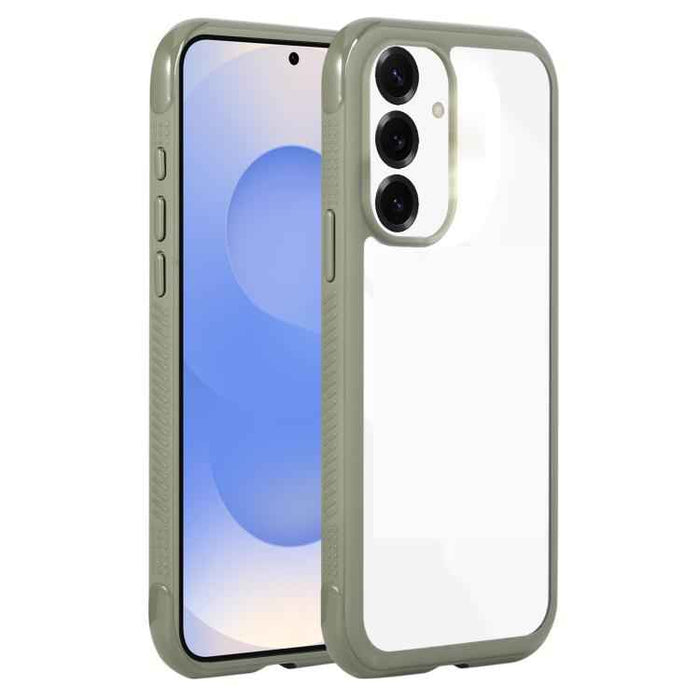 For Samsung Galaxy S25 / S24 5G Solid Color Edge Transparency Acrylic TPU Phone Case(Army Green)
