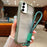 For Samsung Galaxy S25 / S24 5G Solid Color Edge Transparency Acrylic TPU Phone Case with Wrist Strap(Army Green)