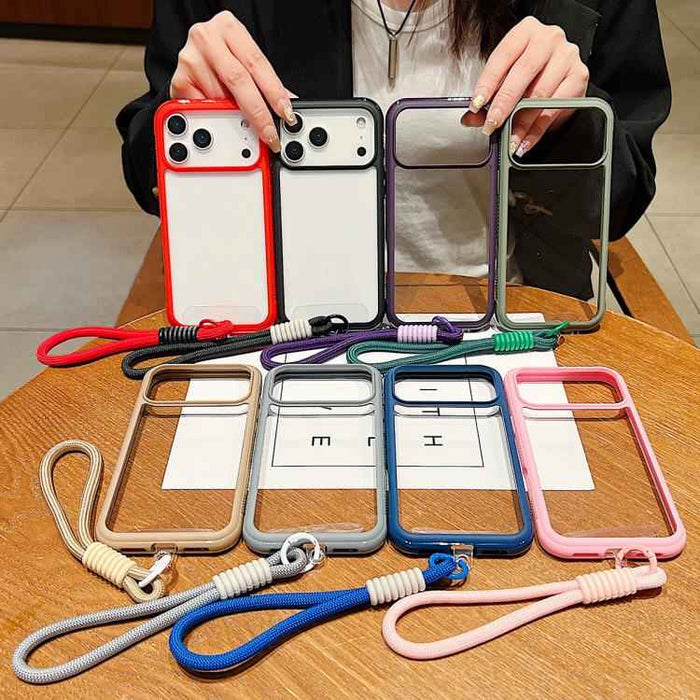 For Samsung Galaxy S25 Ultra / S24 Ultra 5G Solid Color Edge Transparency Acrylic TPU Phone Case with Wrist Strap(Army Green)