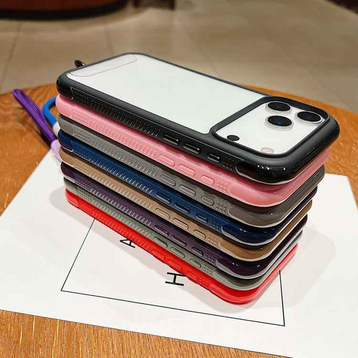 For Samsung Galaxy S25 Ultra / S24 Ultra 5G Solid Color Edge Transparency Acrylic TPU Phone Case with Wrist Strap(Army Green)