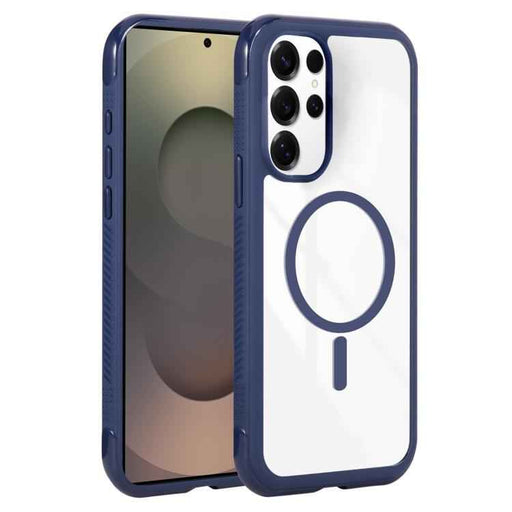 For Samsung Galaxy S25 Ultra / S24 Ultra 5G Solid Color Edge Transparency MagSafe Magnetic Phone Case(Royal Blue)