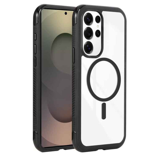 For Samsung Galaxy S25 Ultra / S24 Ultra 5G Solid Color Edge Transparency MagSafe Magnetic Phone Case(Black)