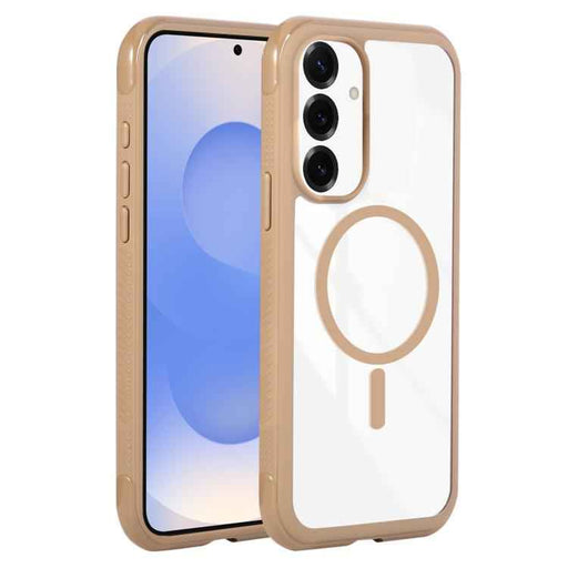 For Samsung Galaxy S25 / S24 5G Solid Color Edge Transparency MagSafe Magnetic Phone Case(Brown)