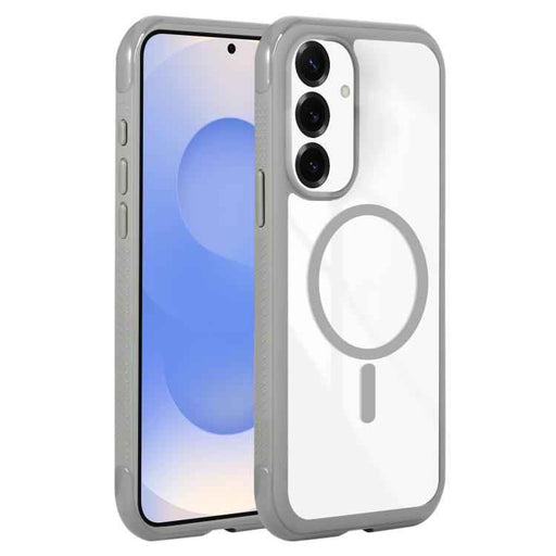 For Samsung Galaxy S25 / S24 5G Solid Color Edge Transparency MagSafe Magnetic Phone Case(Grey)