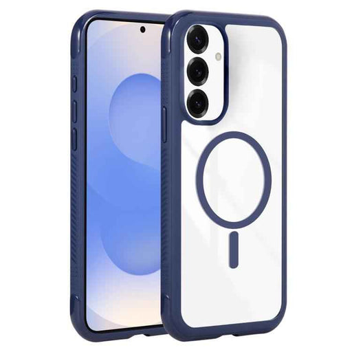 For Samsung Galaxy S25 / S24 5G Solid Color Edge Transparency MagSafe Magnetic Phone Case(Royal Blue)