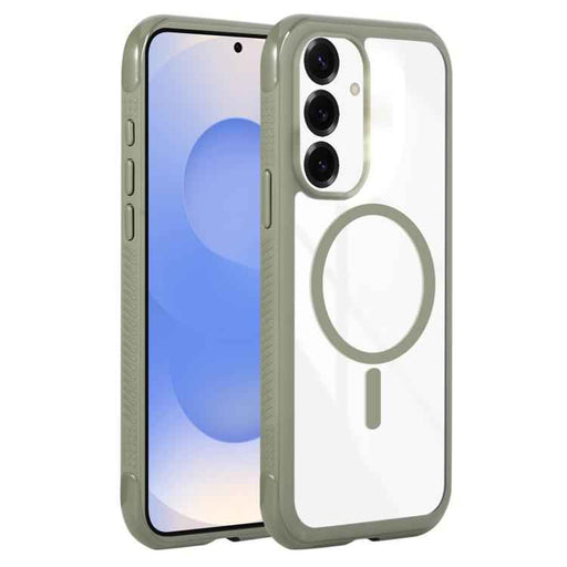 For Samsung Galaxy S25 / S24 5G Solid Color Edge Transparency MagSafe Magnetic Phone Case(Army Green)