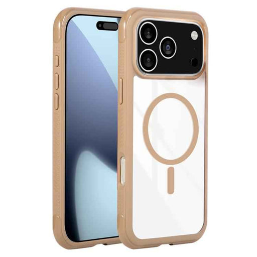 For iPhone 17 Pro Max Solid Color Edge Transparency MagSafe Magnetic Phone Case(Brown)