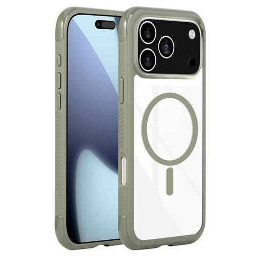 For iPhone 17 Pro Max Solid Color Edge Transparency MagSafe Magnetic Phone Case(Army Green)