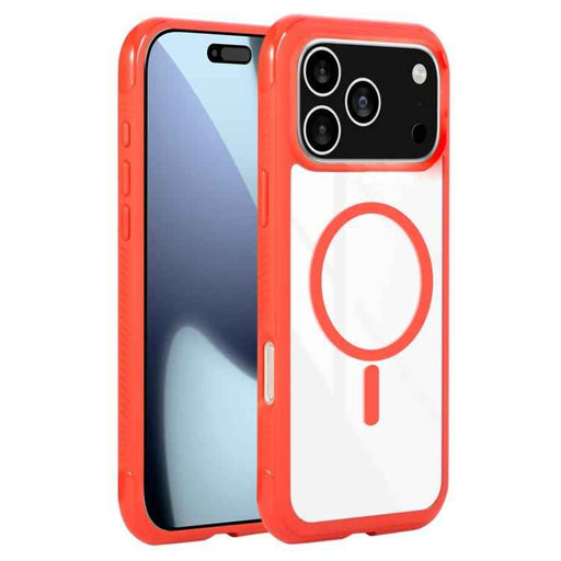 For iPhone 17 Pro Max Solid Color Edge Transparency MagSafe Magnetic Phone Case(Red)