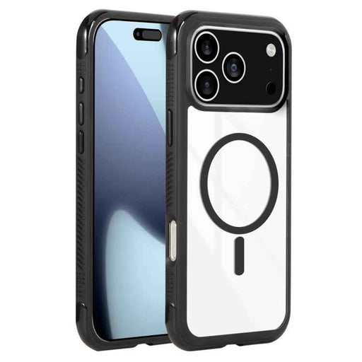 For iPhone 17 Pro Max Solid Color Edge Transparency MagSafe Magnetic Phone Case(Black)