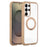 For Samsung Galaxy S25 Ultra / S24 Ultra 5G Solid Color Edge Transparency Rotation Holder MagSafe Phone Case(Brown)