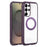 For Samsung Galaxy S25 Ultra / S24 Ultra 5G Solid Color Edge Transparency Rotation Holder MagSafe Phone Case(Dark Purple)