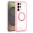 For Samsung Galaxy S25 Ultra / S24 Ultra 5G Solid Color Edge Transparency Rotation Holder MagSafe Phone Case(Pink)