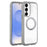For Samsung Galaxy S25 / S24 5G Solid Color Edge Transparency Rotation Holder MagSafe Phone Case(Grey)