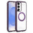 For Samsung Galaxy S25 / S24 5G Solid Color Edge Transparency Rotation Holder MagSafe Phone Case(Dark Purple)