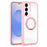 For Samsung Galaxy S25 / S24 5G Solid Color Edge Transparency Rotation Holder MagSafe Phone Case(Pink)