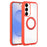 For Samsung Galaxy S25 / S24 5G Solid Color Edge Transparency Rotation Holder MagSafe Phone Case(Red)