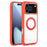 For iPhone 17 Pro Max Solid Color Edge Transparency Rotation Holder MagSafe Phone Case(Red)