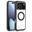 For iPhone 17 Pro Max Solid Color Edge Transparency Rotation Holder MagSafe Phone Case(Black)