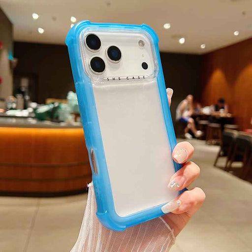 For iPhone 17 Pro Max Transparent Matte TPU Hybrid PC 3-in-1 Phone Case(Blue)