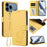 For iPhone 17 Pro Max Embossed Heart Cat Leather Phone Case with Hand Strap(Yellow)