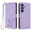 For Samsung Galaxy S25+ / S24+ 5G Embossed Heart Cat Leather Phone Case with Hand Strap(Light Purple)