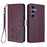 For Samsung Galaxy S25+ / S24+ 5G Embossed Heart Cat Leather Phone Case with Hand Strap(Dark Purple)