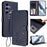For Samsung Galaxy S25+ / S24+ 5G Embossed Heart Cat Leather Phone Case with Hand Strap(Blue)