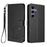 For Samsung Galaxy S25+ / S24+ 5G Embossed Heart Cat Leather Phone Case with Hand Strap(Black)