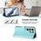 For Samsung Galaxy S25 Ultra 5G Embossed Heart Cat Leather Phone Case with Hand Strap(Mint Green)