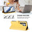 For Samsung Galaxy S25 Ultra 5G Embossed Heart Cat Leather Phone Case with Hand Strap(Yellow)