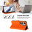 For Samsung Galaxy S25 Ultra 5G Embossed Heart Cat Leather Phone Case with Hand Strap(Orange)