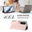 For Samsung Galaxy S25 FE 5G Embossed Heart Cat Leather Phone Case with Hand Strap(Pink)