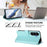 For Samsung Galaxy S25 FE 5G Embossed Heart Cat Leather Phone Case with Hand Strap(Mint Green)