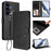 For Samsung Galaxy S25 FE 5G Embossed Heart Cat Leather Phone Case with Hand Strap(Black)