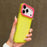 For iPhone 17 Pro Color Contrast Lens Frame Transparent TPU Phone Case(Yellow+Rose Red)