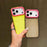 For iPhone 17 Pro Color Contrast Lens Frame Transparent TPU Phone Case(Purple+Green)