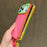 For iPhone 17 Pro Max Color Contrast Lens Frame Transparent TPU Phone Case with Lanyard(Purple+Green)