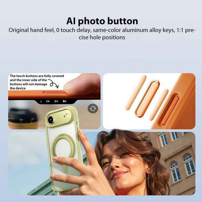 For iPhone 17 Pro Max MOMAX Magsafe Magnetic Metal Rotating Holder Phone Case(Orange)