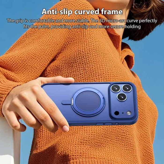 For iPhone 17 Pro Max MOMAX Magsafe Magnetic Metal Rotating Holder Phone Case(Orange)