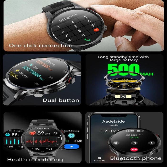 EX100 1.95 inch Color Screen Smart Watch, Support Bluetooth Call / Health Monitoring(Black) PhonoClean