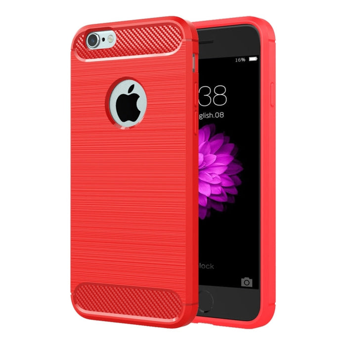 For iPhone 6 & 6s Brushed Texture Fiber TPU Rugged Armor Protective Case(Red) - BaskiFit