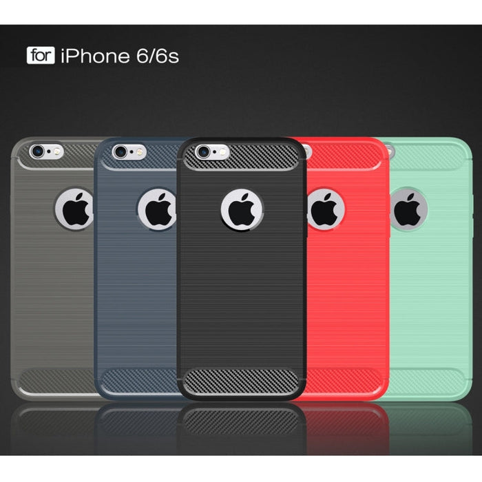 For iPhone 6 & 6s Brushed Texture Fiber TPU Rugged Armor Protective Case(Red) - BaskiFit