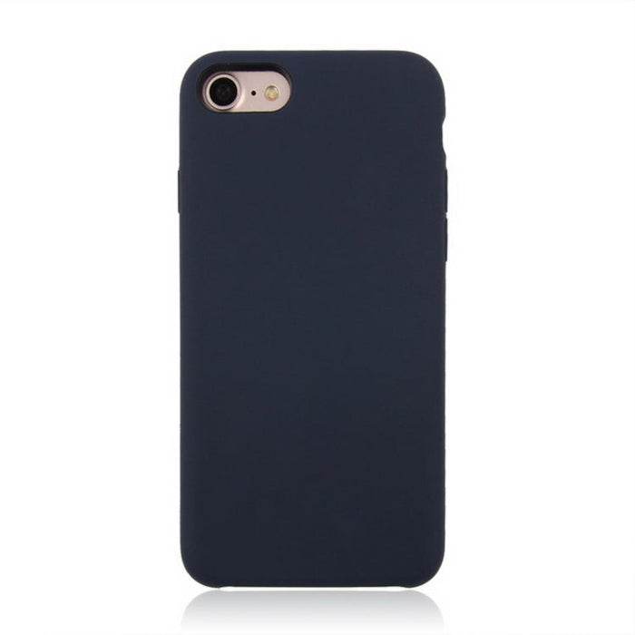For iPhone SE 2020 & 8 & 7 Pure Color Liquid Silicone + PC Shockproof Defender Case(Dark Blue) - BaskiFit