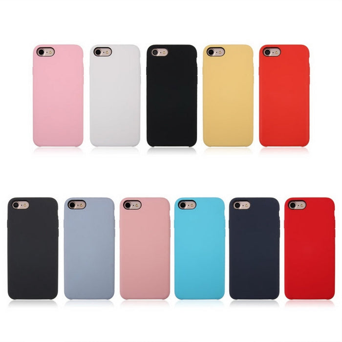For iPhone SE 2020 & 8 & 7 Pure Color Liquid Silicone + PC Shockproof Defender Case(Dark Blue) - BaskiFit