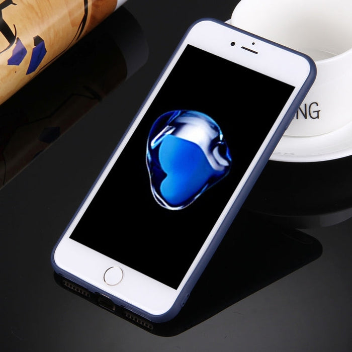 For iPhone 8 Plus & 7 Plus   Solid Color TPU Protective Case Without Round Hole(Dark Blue) - BaskiFit